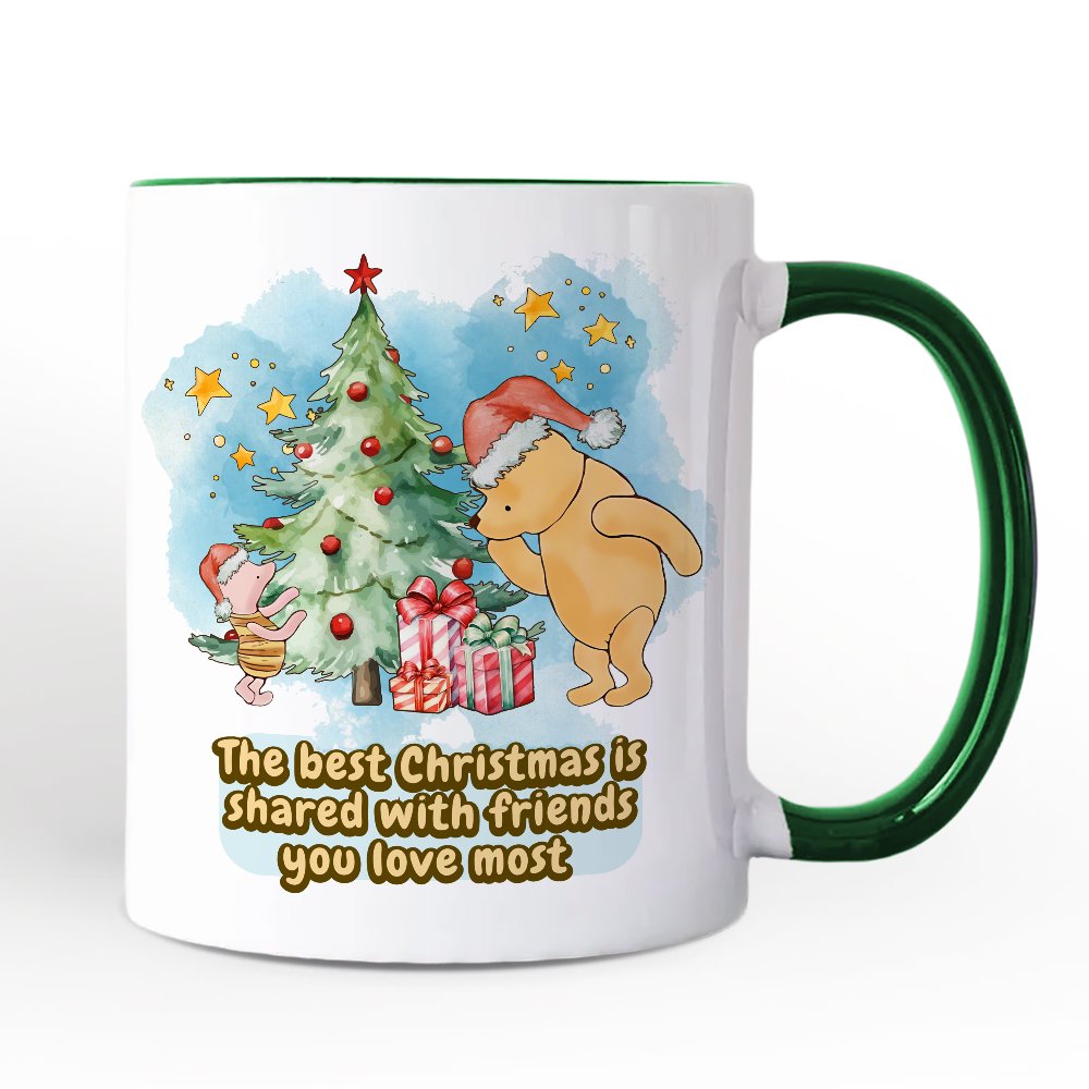 Best Christmas Winnie-the-Pooh Personalized Mug, 1926 A.A. Milne Holiday Gift with Custom Name
