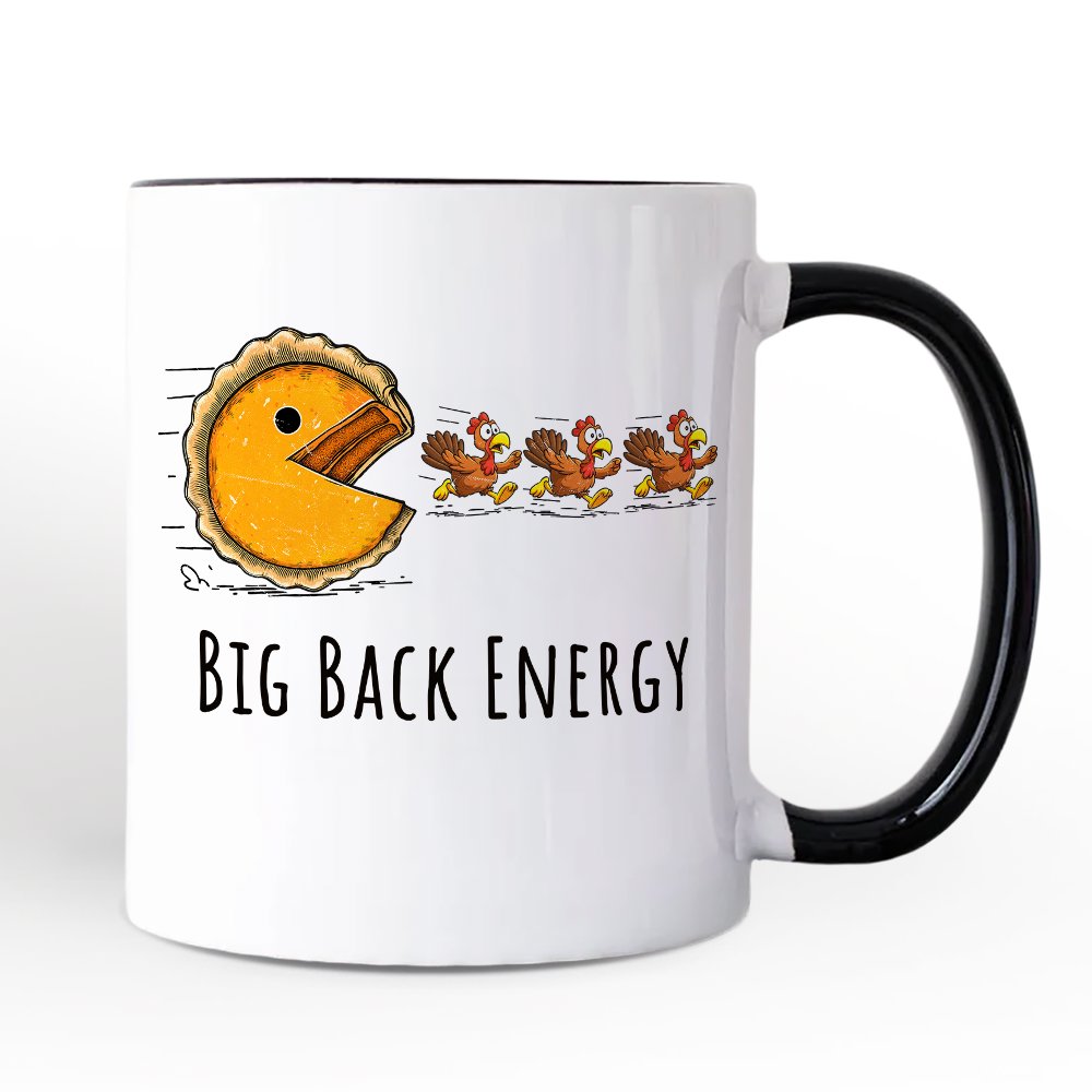 Pumpkin Pie Chasing Turkeys Funny Personalized Mug, Retro Thanksgiving Fall Vibes Gift with Custom Name
