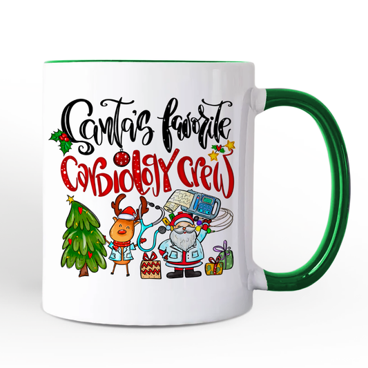 Santa's Favorite Cardiology Crew Personalized Mug, Heart Health Christmas Gift with Custom Name