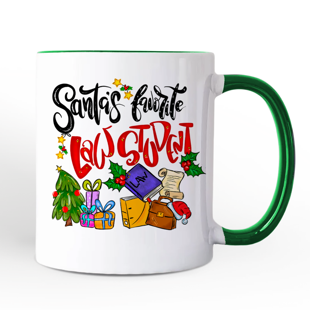 Santa's Favorite Law Student Personalized Mug, Future Lawyer Gift with Custom Name