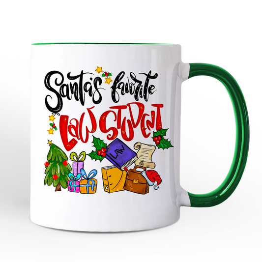 Santa's Favorite Law Student Personalized Mug, Future Lawyer Gift with Custom Name