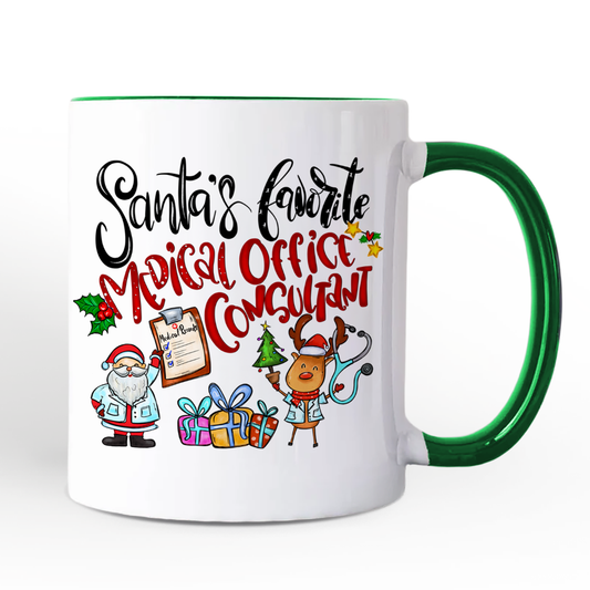 Santa's Favorite Medical Office Consultant Personalized Mug, Healthcare Christmas Gift with Custom Name