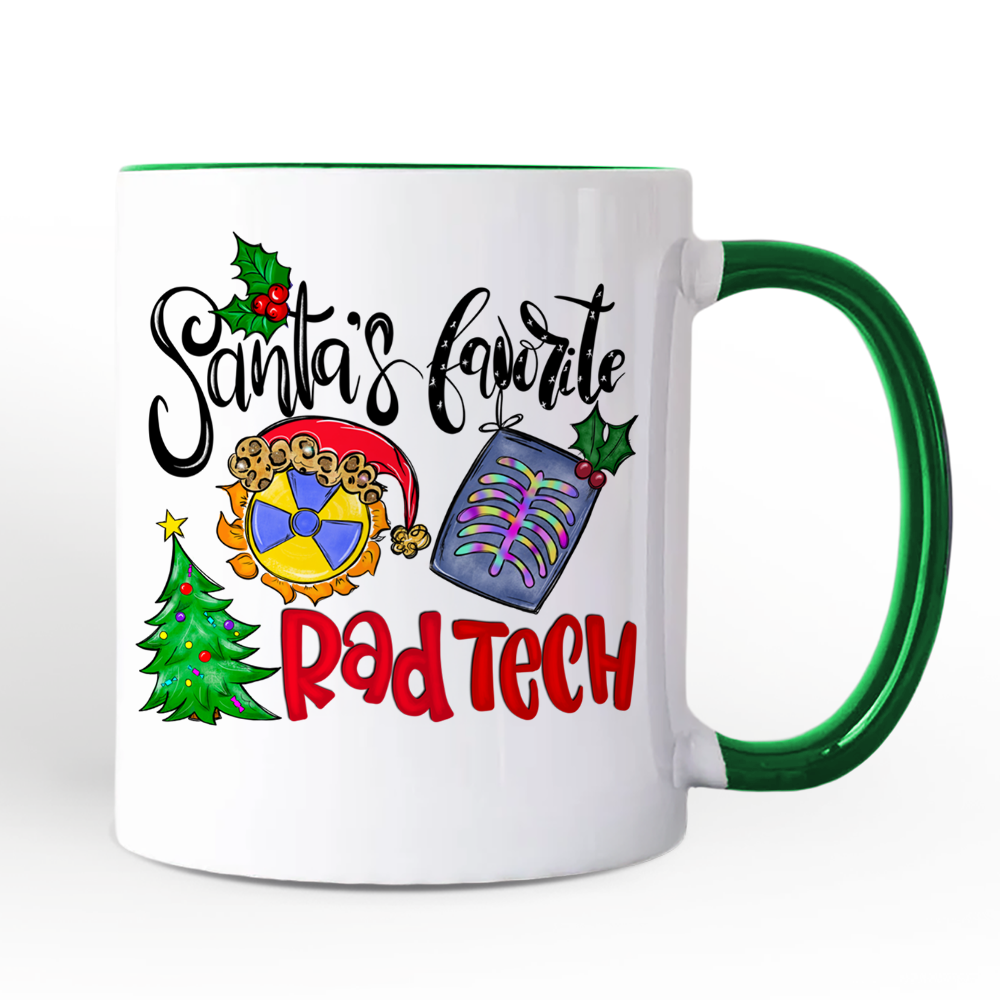 Santa's Favorite Rad Tech Personalized Mug, Radiology Crew Gift with Custom Name