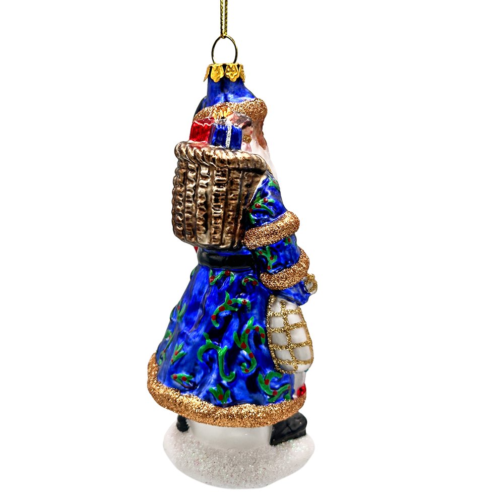 Victorian Vagabound Santa Claus Glass Christmas Ornament, Purple Tree Decor