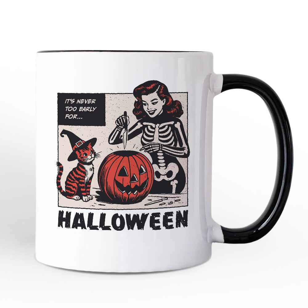 It’s Never Too Early for Halloween Personalized Mug, Funny Retro Gift with Custom Name