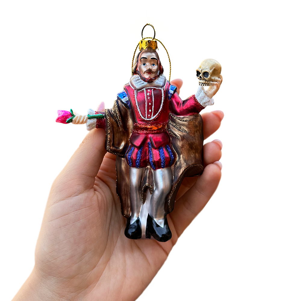 The Melancholy Prince William Shakespeare Glass Ornament, Unique Renaissance Italy Christmas Decor
