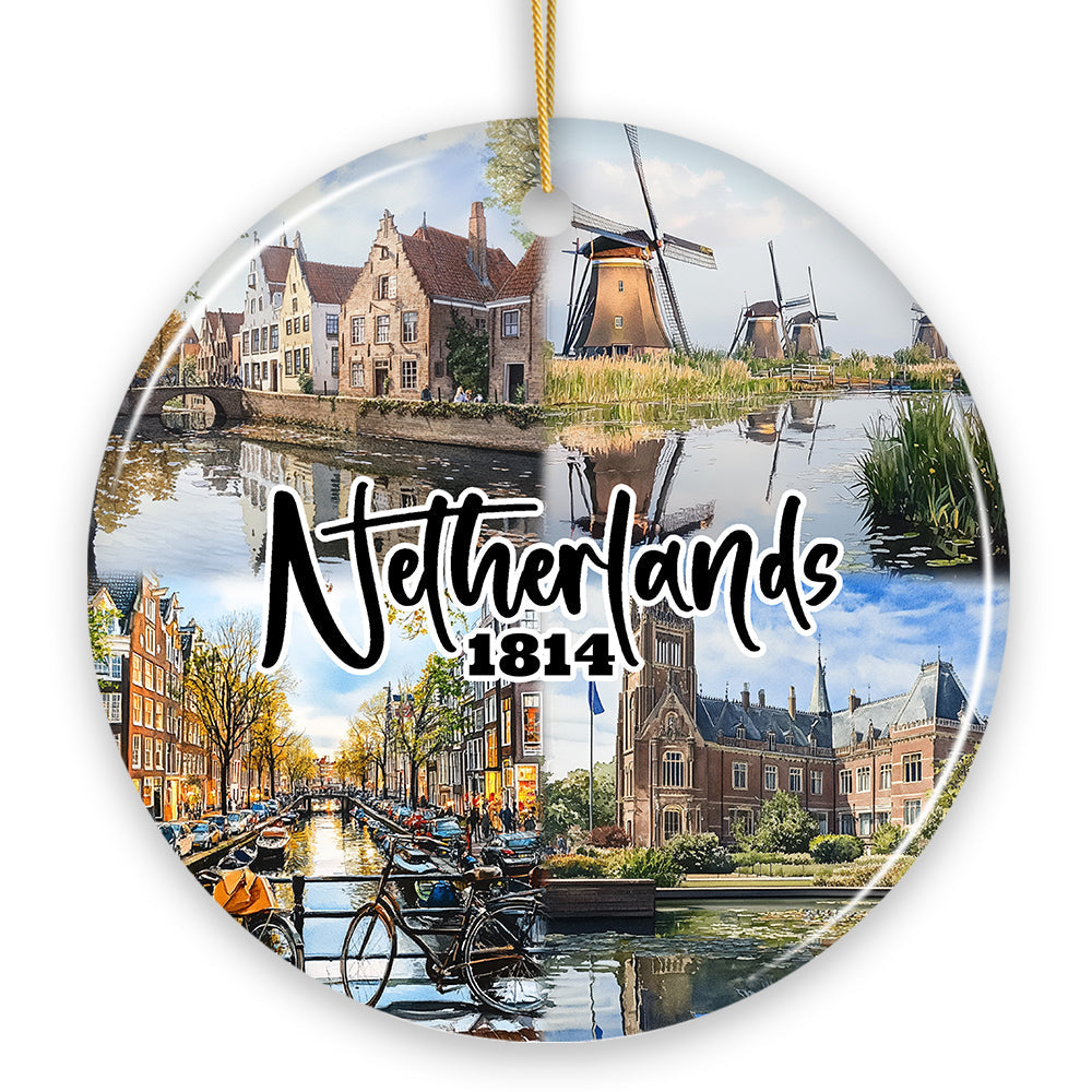 Picturesque Netherlands Heritage Christmas Ornament, Dutch Landmarks and Culture Travel Souvenir Gift