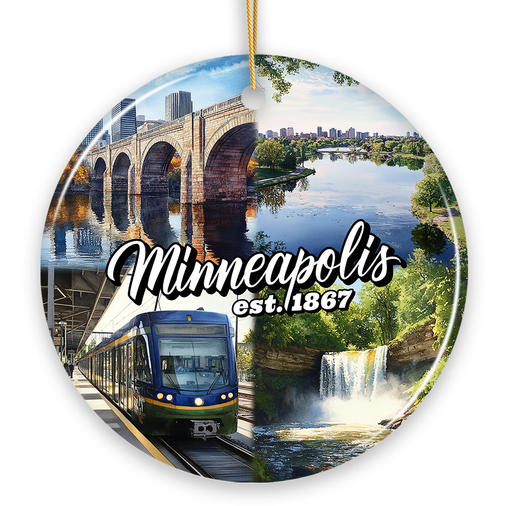 Vibrant Minneapolis Cultural Ornament, Minnesota Twin Cities Urban Heritage Christmas Souvenir