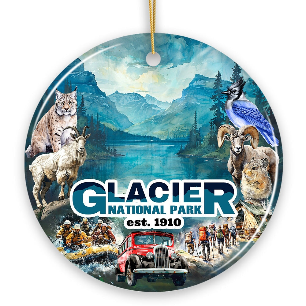 Artistic Glacier National Park Adventure Handmade Ceramic Ornament, Montana Souvenir and Gift