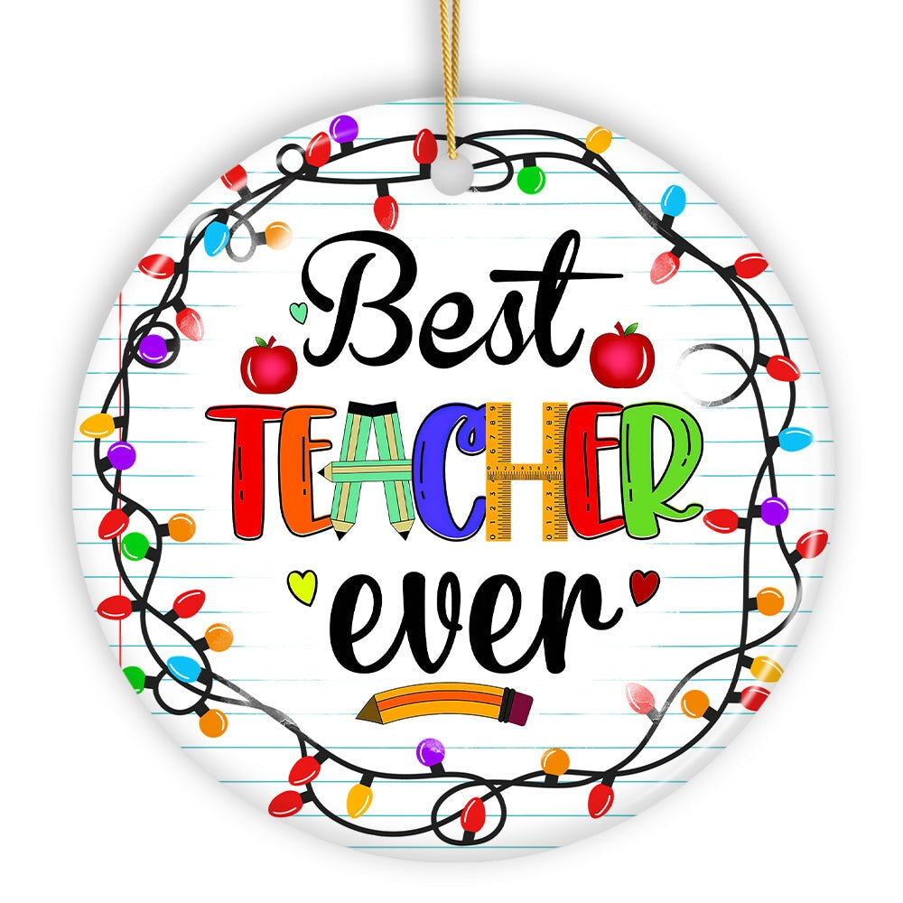 Best Teacher Ever Christmas Ornament, Holiday Sparkle Gift for Educators