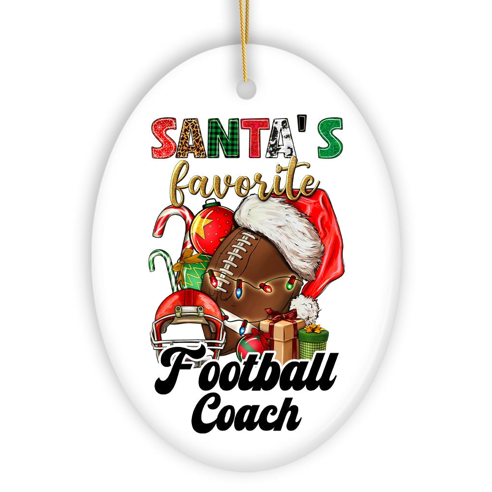 Santa's Favorite Football Coach Ornament, Festive Sports Gift and Decor for the Holiday Season