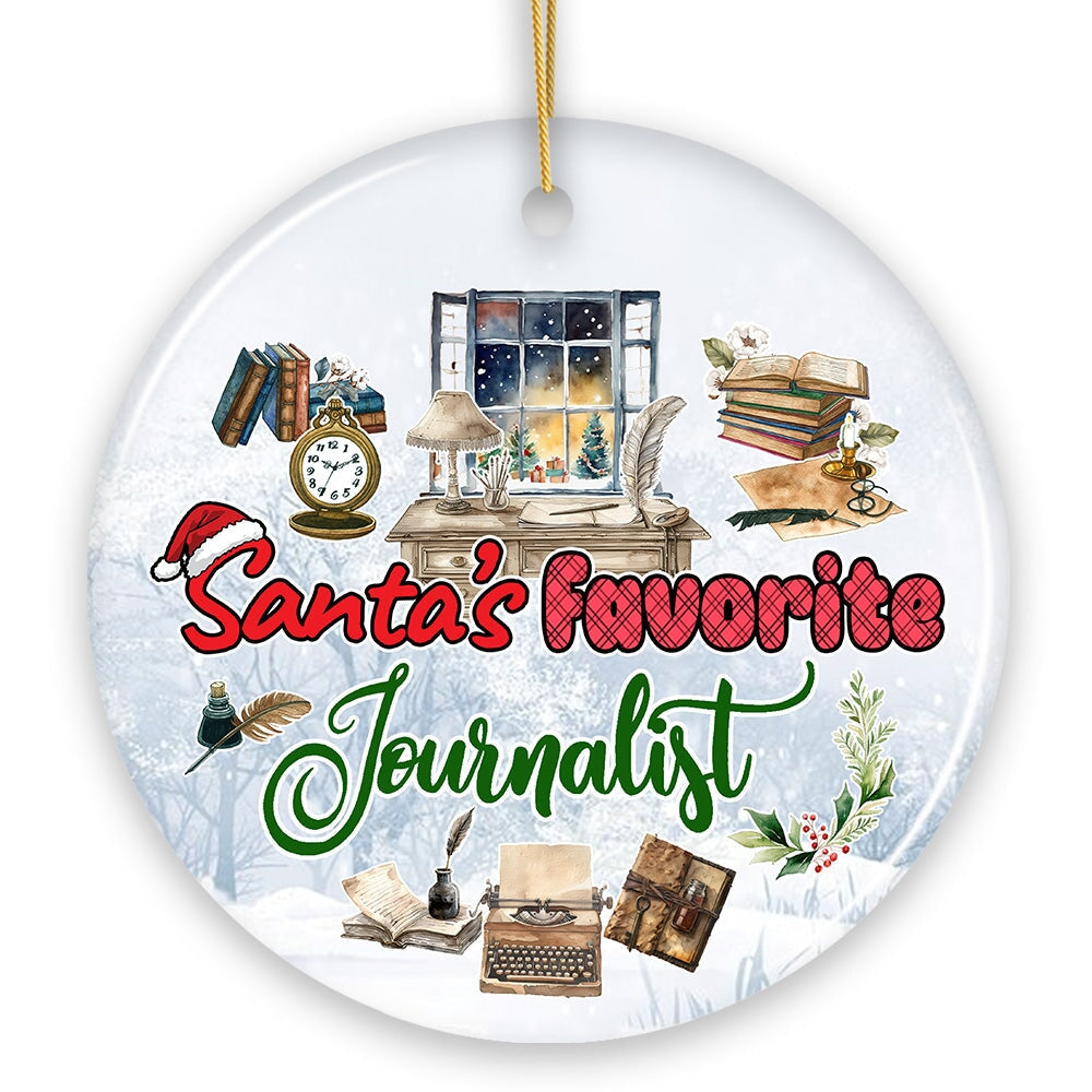 Santa's Favorite Journalist Ornament, Artistic Christmas Appreciation Keepsake