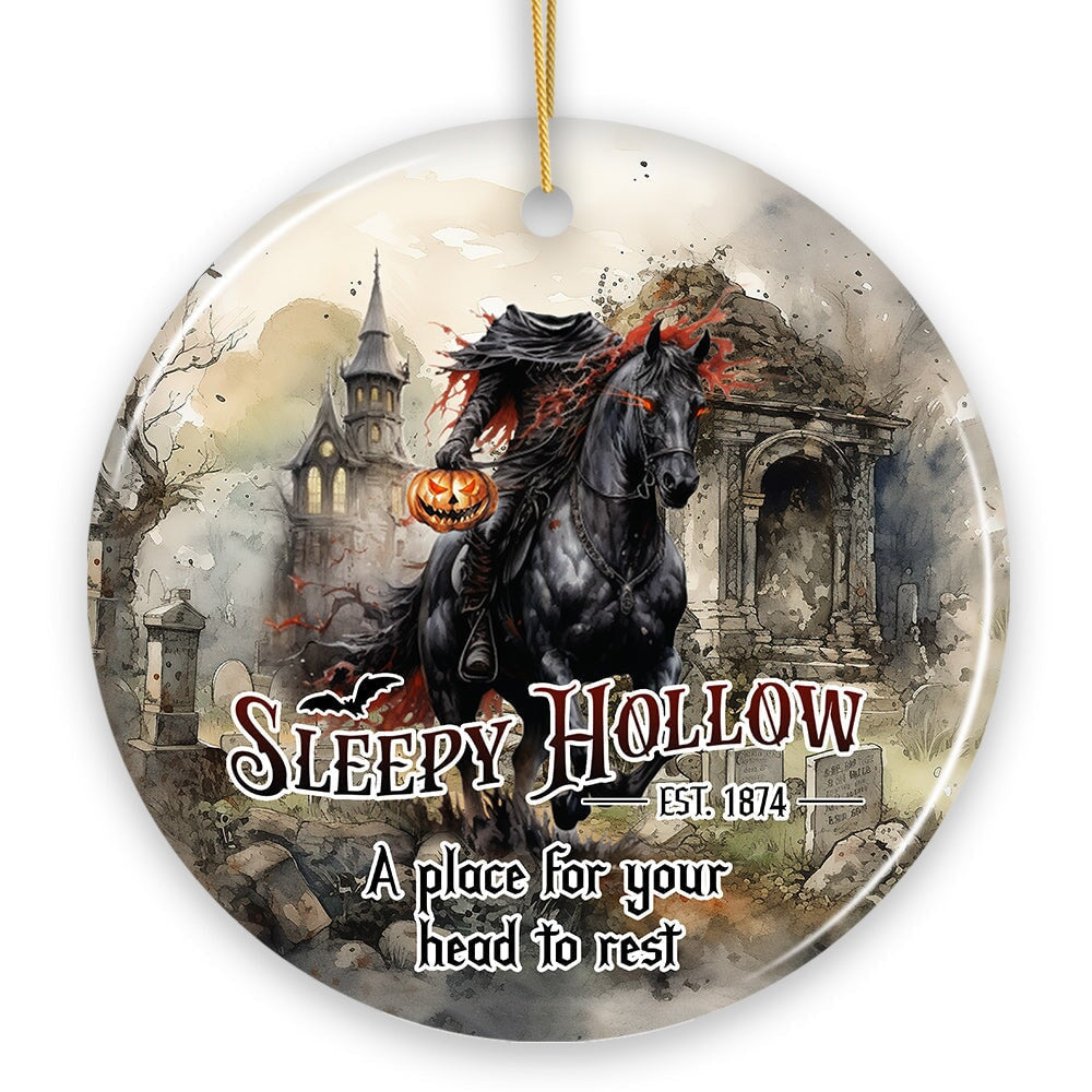 Vintage Sleepy Hollow Dark and Spooky Ornament, Headless Horseman Halloween Souvenir