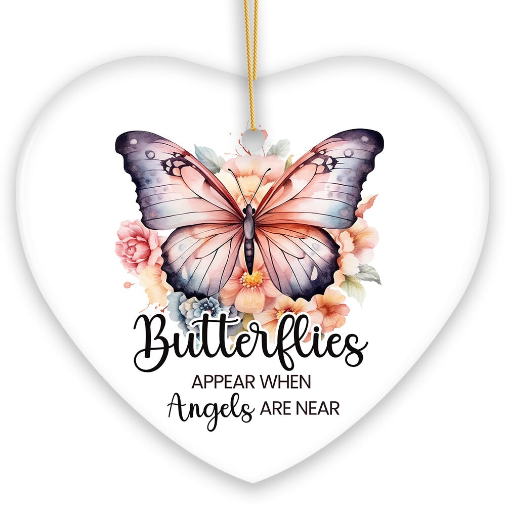 Watercolor Butterflies Appear Memorial Ornament, Wings of Remembrance Gift