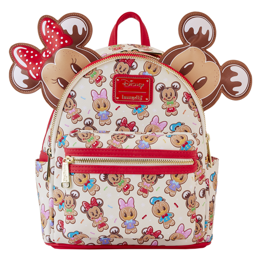 Loungefly Mickey & Friends Gingerbread Cookie All-Over Print Mini Backpack With Ear Headband