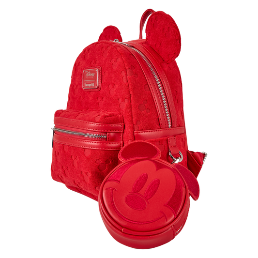 Loungefly Disney Mickey Mouse - All-Over Print Plush Burnout Mini Backpack