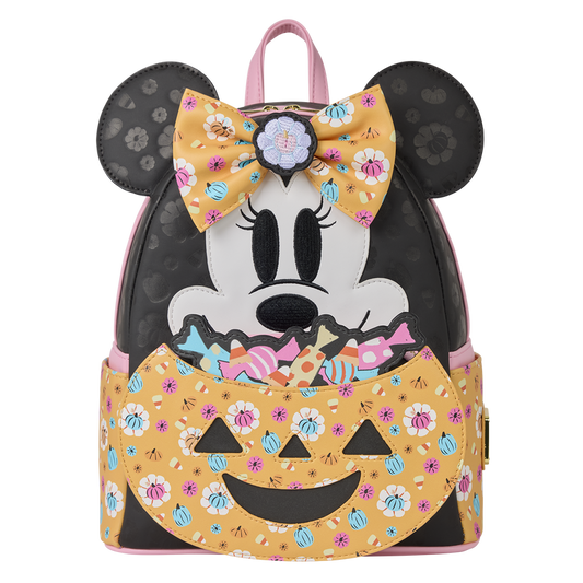 Loungefly Disney: Minnie Mouse Cosplay Floral Pumpkin Mini Backpack