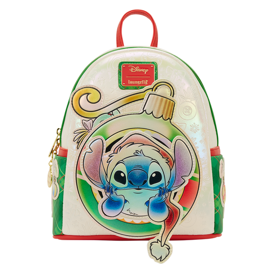 Loungefly Disney Lilo & Stitch - Stitch & Scrump Iridescent Holiday Ornament Mini Backpack