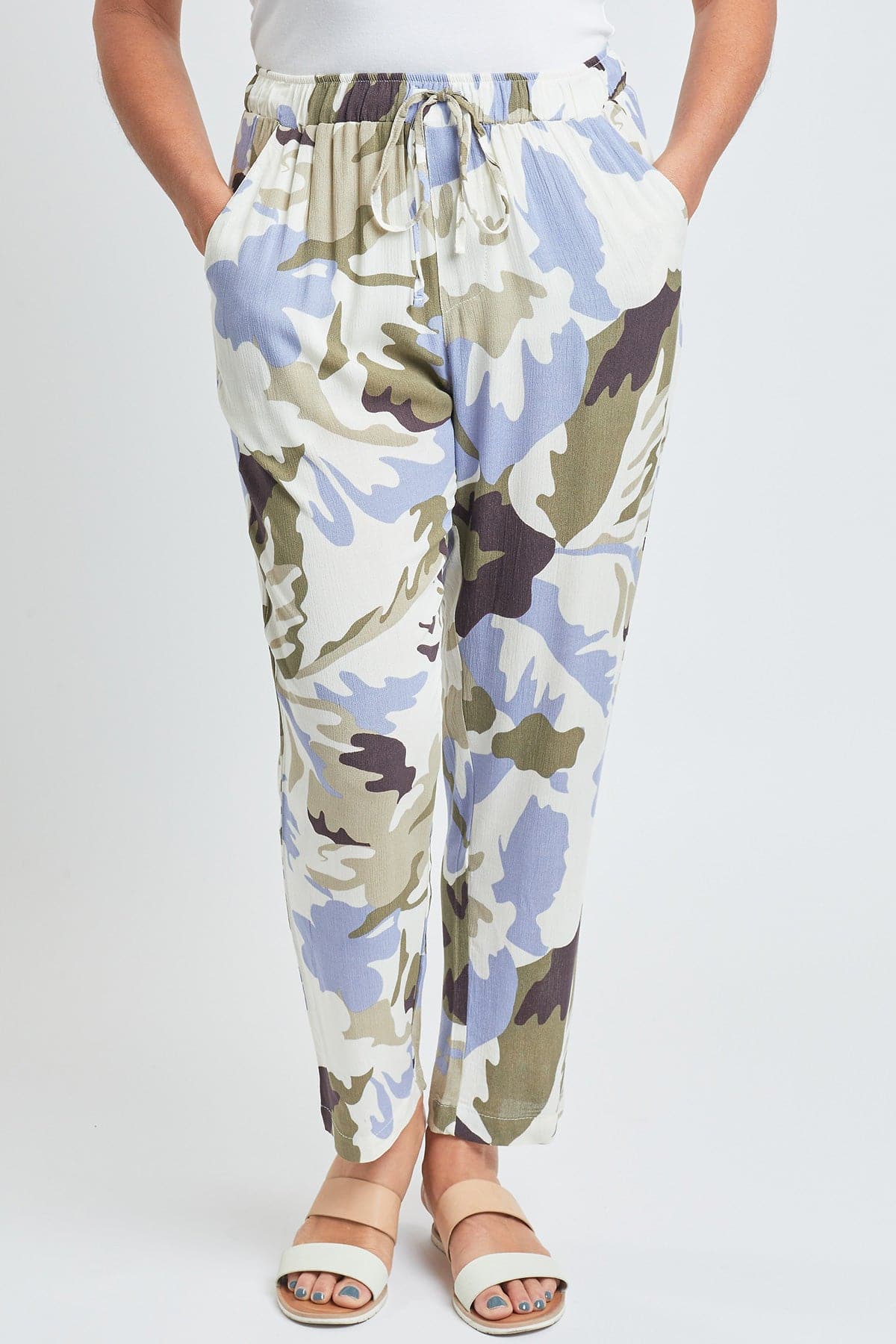 Women's Straight Tapered High Rise Drawstring Waistband Pants Lifestyle Collection