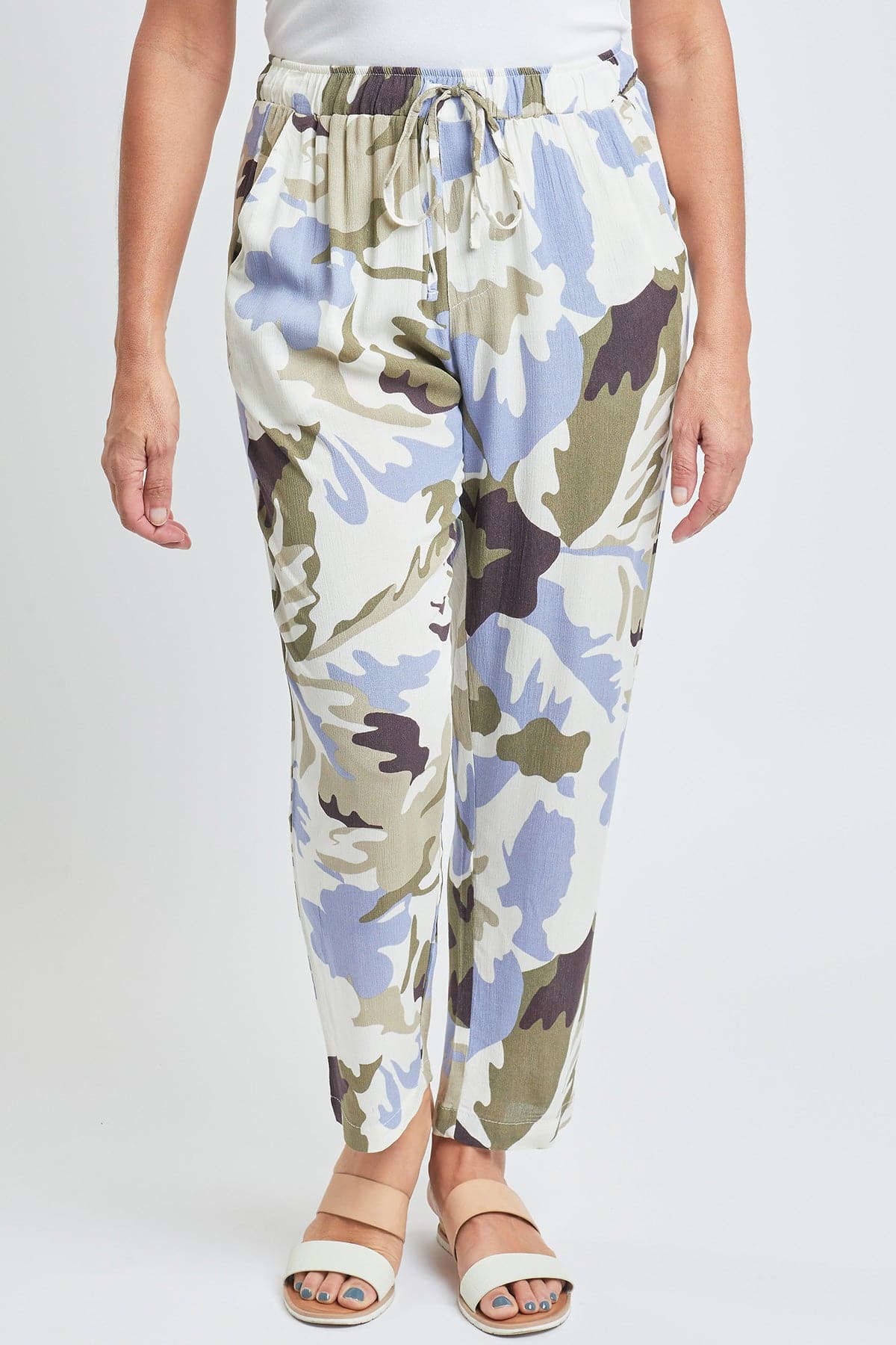 Women's Straight Tapered High Rise Drawstring Waistband Pants Lifestyle Collection