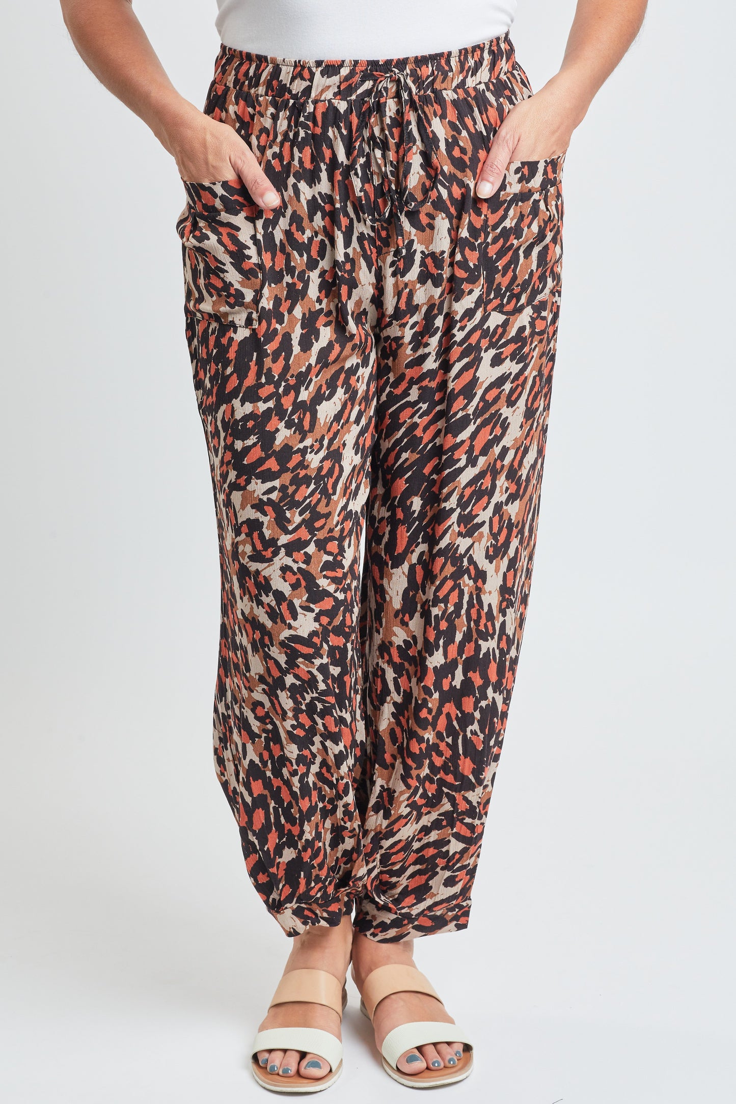 Women's Drawstring Wide Jogger Pant With Pleated Hem Lifestyle Collection