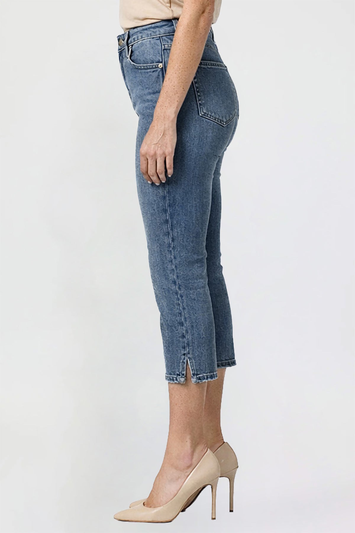 Women's Premium Stretch Side Slit Capri