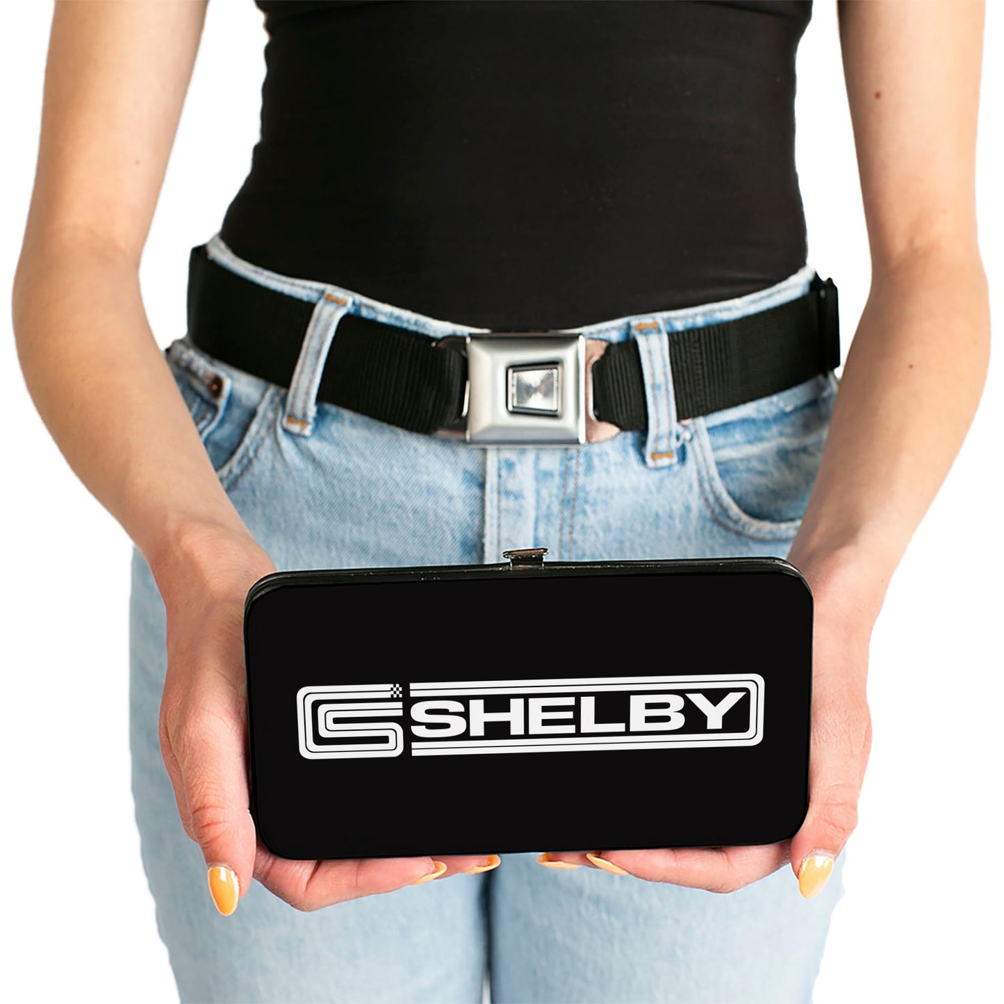 Hinged Wallet - Carroll Shelby CS SHELBY Racing Logo Block Black White