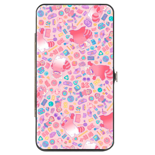 Hinged Wallet - Turning Red Mei with Red Panda Mei and Icons Collage Pink Multi Pastel