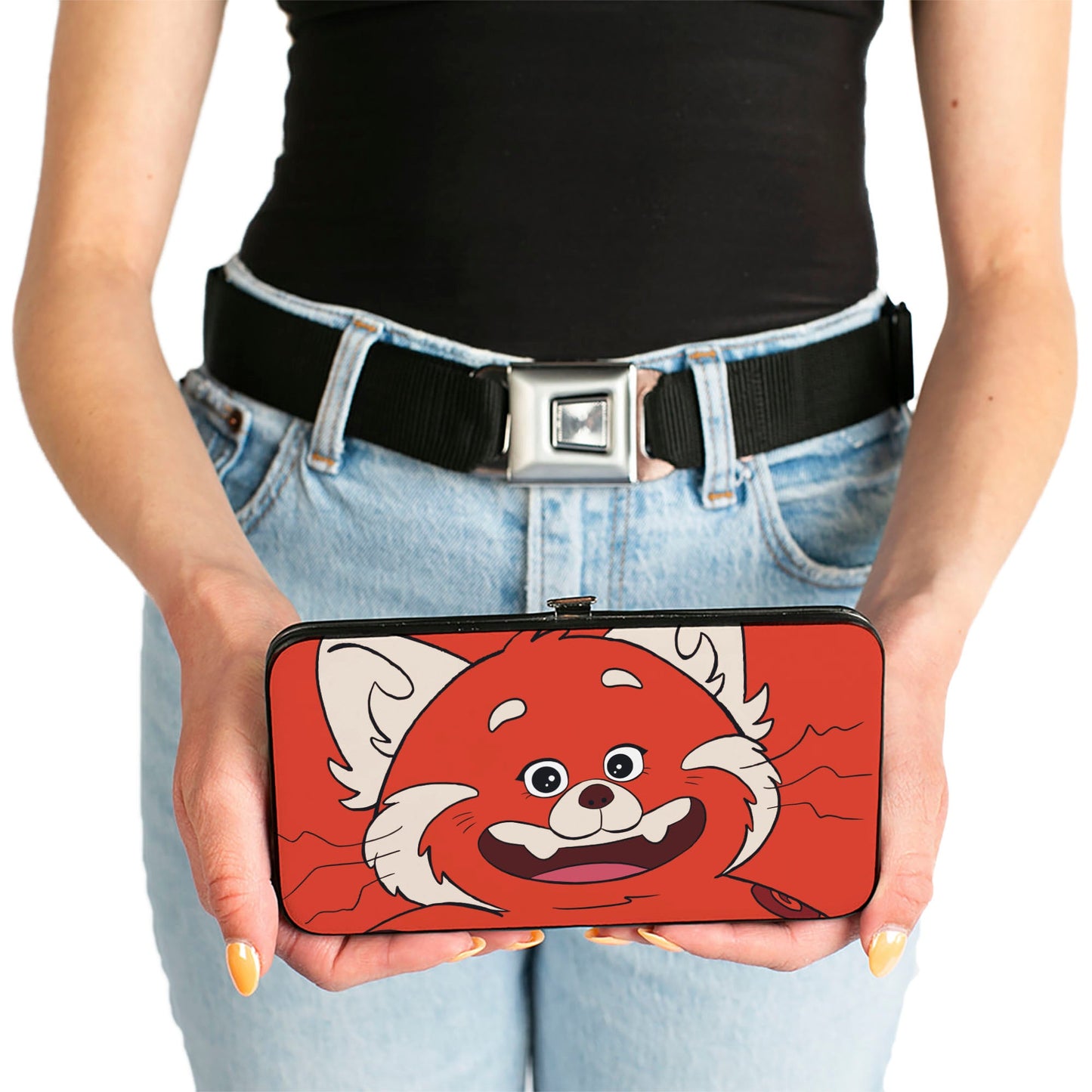 Hinged Wallet - Turning Red Red Panda Mei Smiling Face Close-Up Red