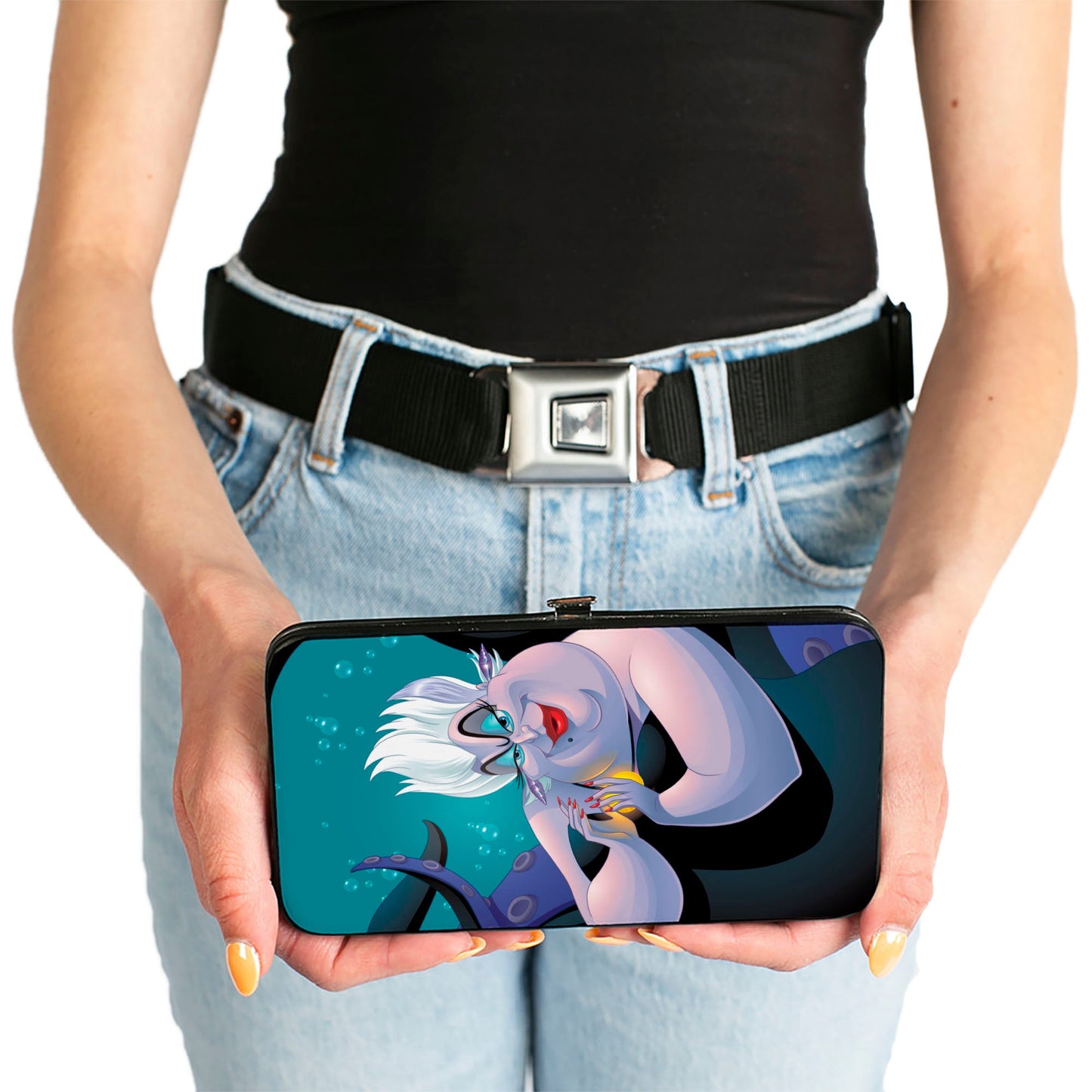Hinged Wallet - Ursula Pose + Jetsam Face Bubbles Blues