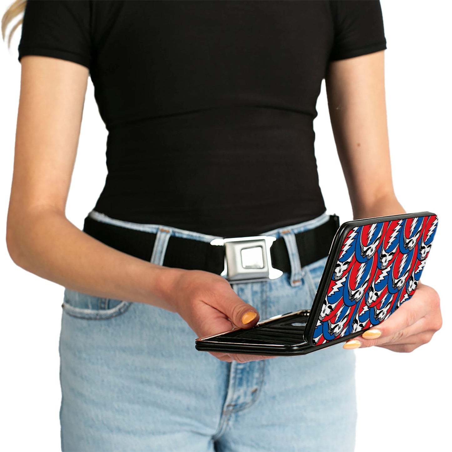 Hinged Wallet - Steal Your Face Stacked Red White Blue