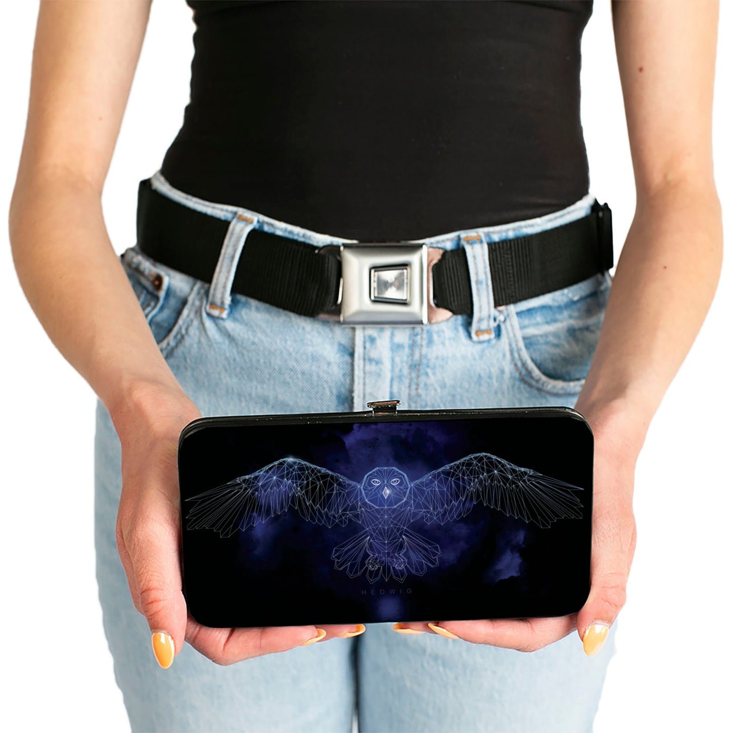Hinged Wallet - Harry Potter HEDWIG Wings Pose + HARRY POTTER Black Purples White