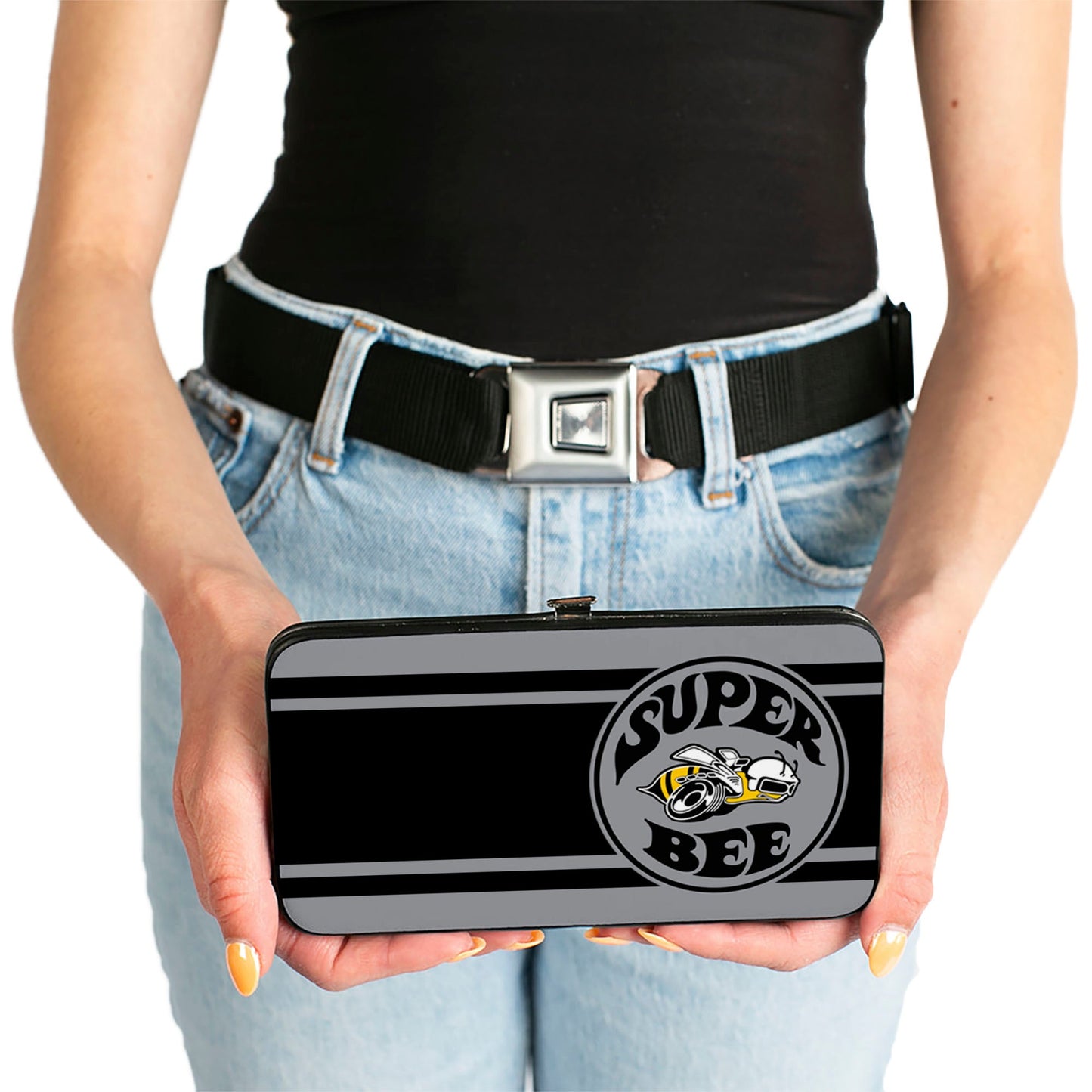 Hinged Wallet - SUPER BEE Logo Stripes Black Gray