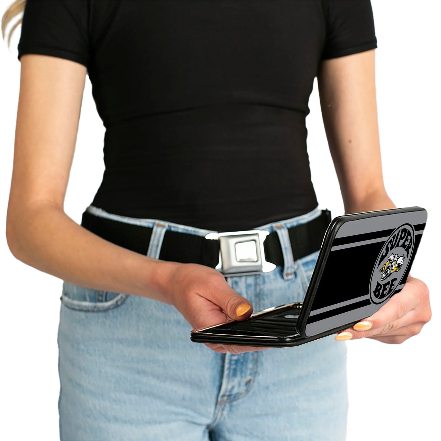 Hinged Wallet - SUPER BEE Logo Stripes Black Gray