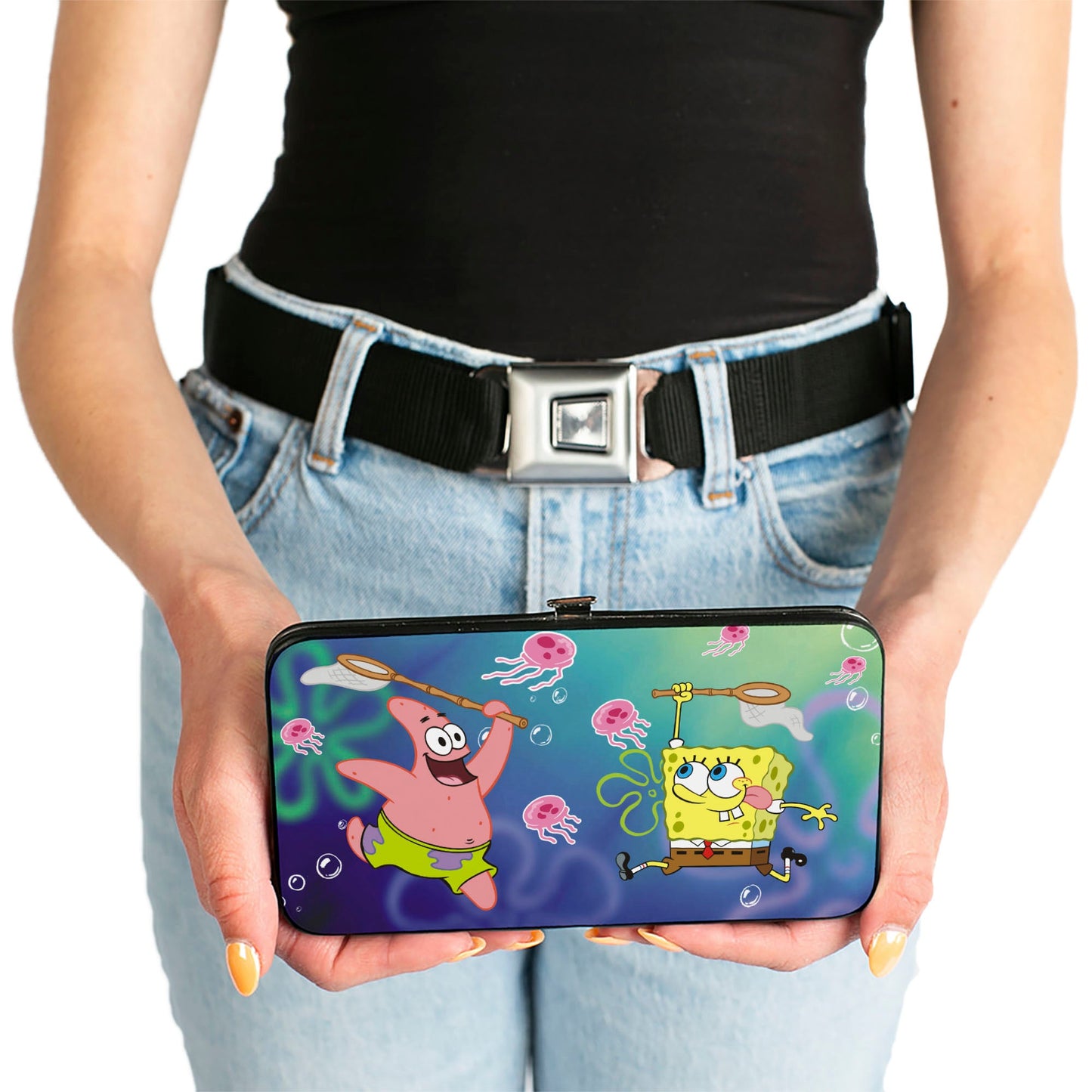 Hinged Wallet - Patrick Starfish & SpongeBob Jellyfishing + Jellyfish Catch Pose