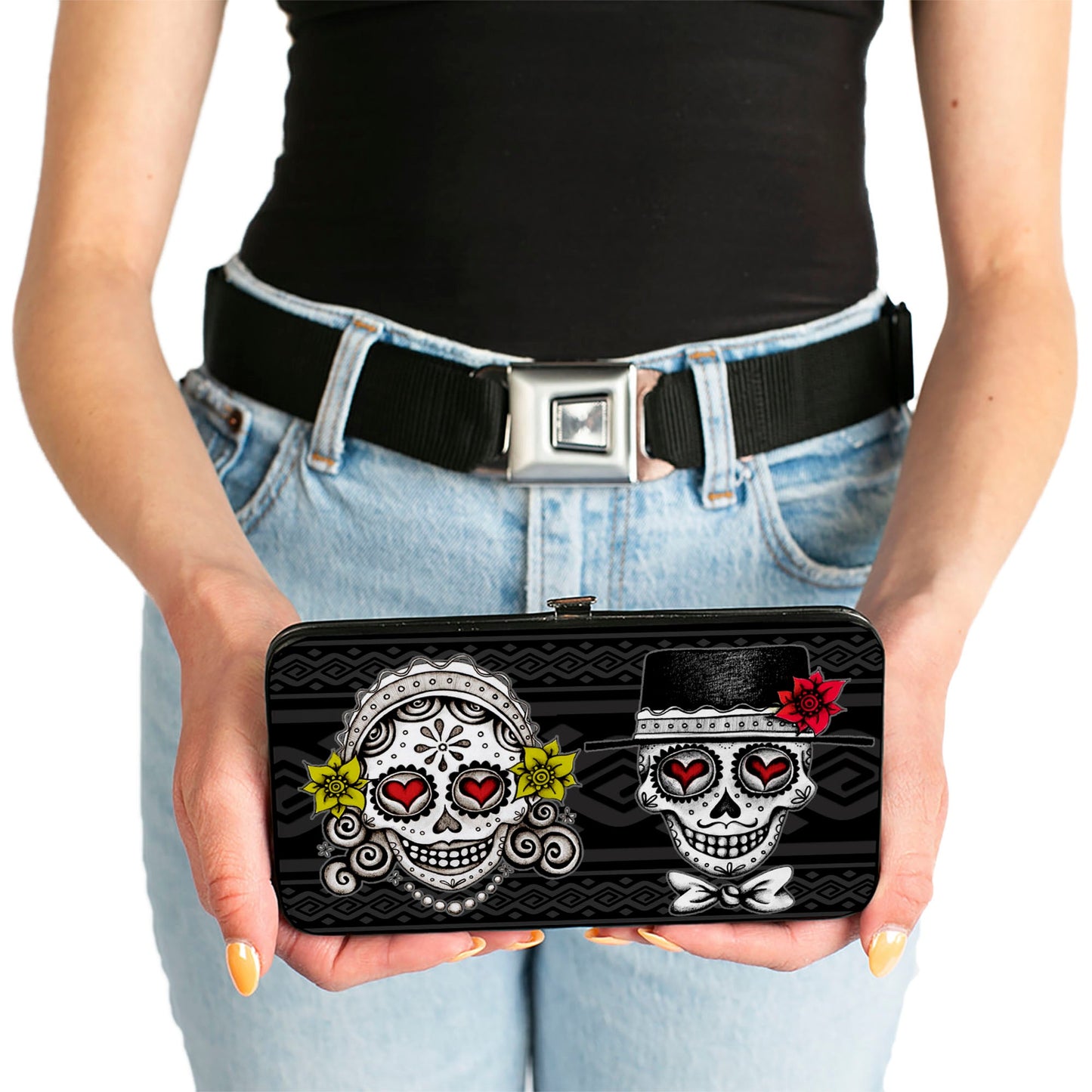 Hinged Wallet - Los Novios Black Gray White Multi Color
