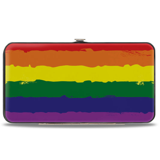 Hinged Wallet - Rainbow Stripe Painted