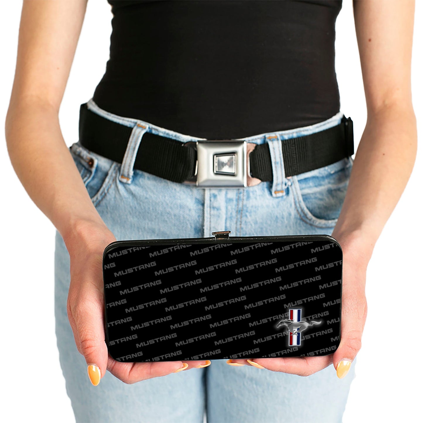 Hinged Wallet - Ford Mustang w Bars CORNER w Text