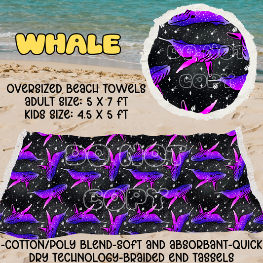 Whale -OVERSIZED BEACH TOWEL 6-PREORDER CLOSING 3/20