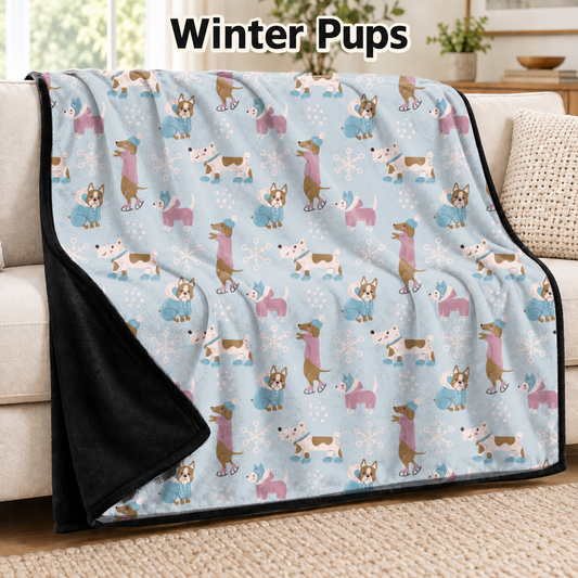 Winter Pups-Soft Throw Blanket 14 Run- (PREORDER CLOSES 9/28, ETA DECEMBER)
