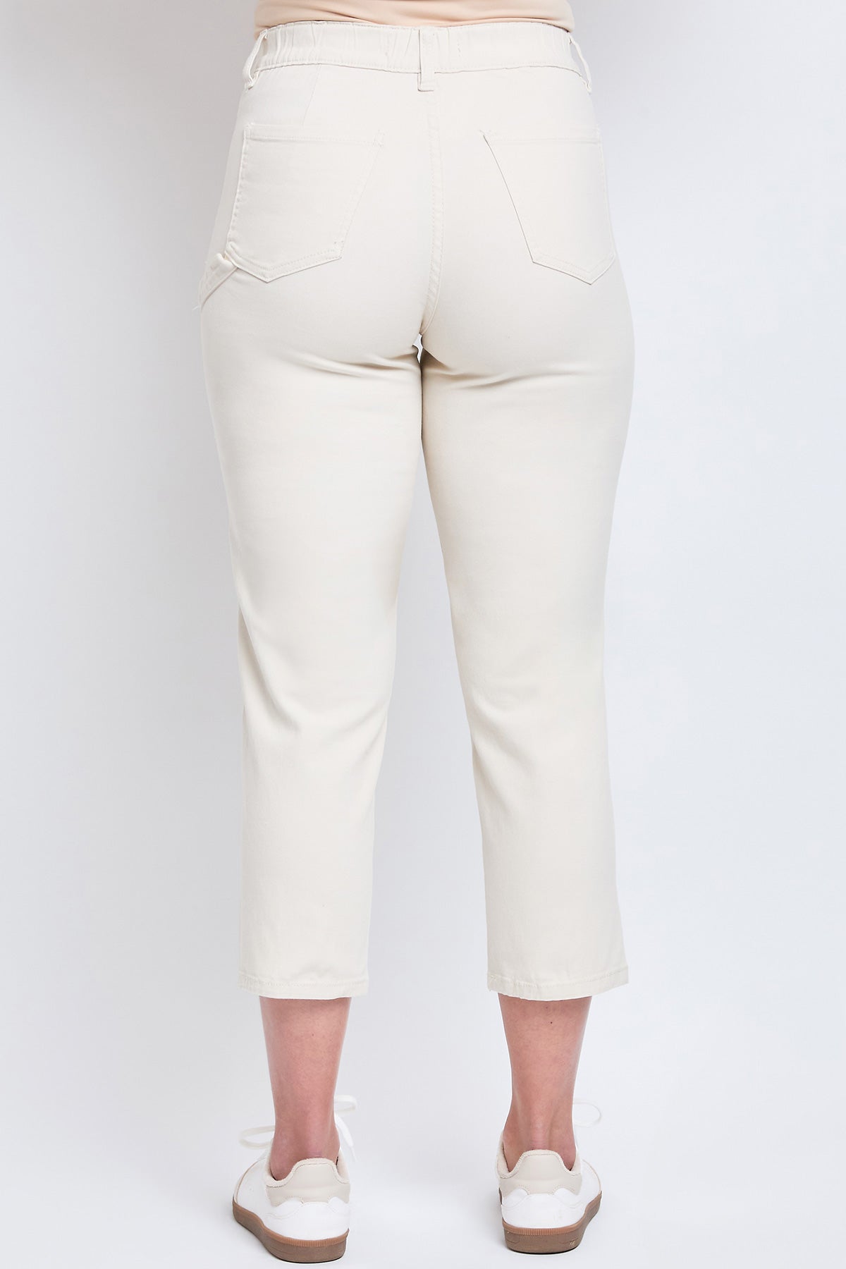 Women's High Rise Cropped Elastic Waistband Tummy Control Pant