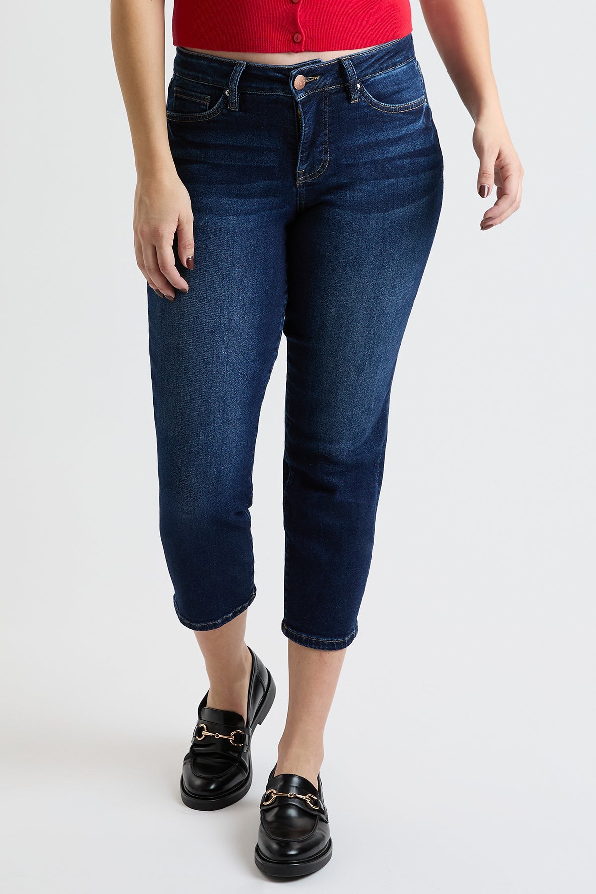 Women's High Rise Premium Stretch Cropped Slim Straight