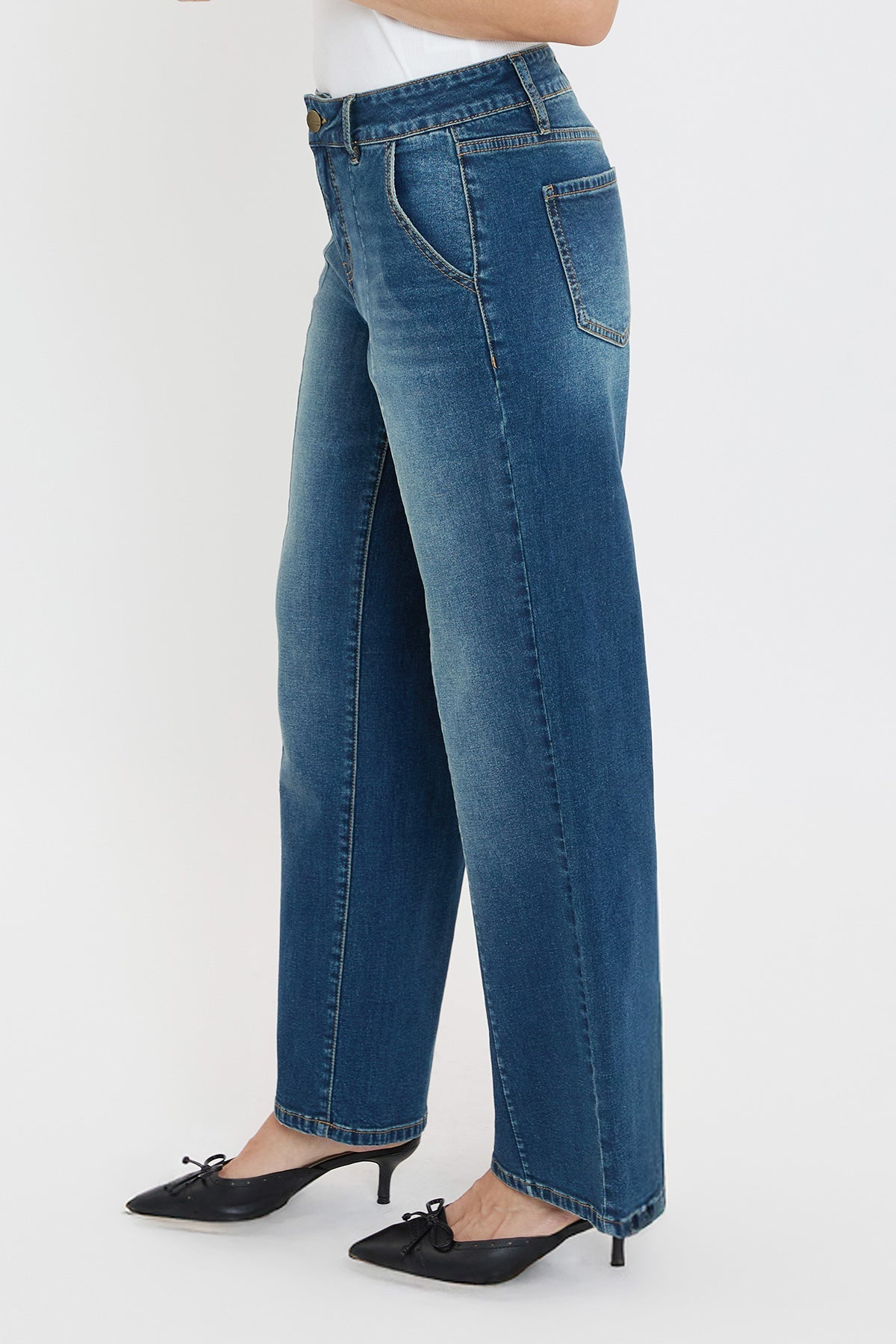 Women's Front Seam Wide Leg Jeans