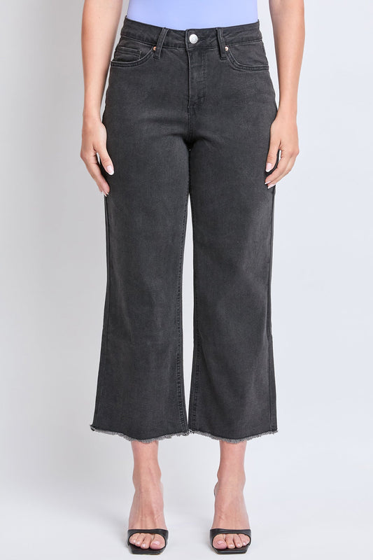 Women's High Rise Wide Leg Crop Raw Hem Jean