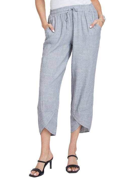 Women's Linen Elastic Waist with Tulip Hem Pant