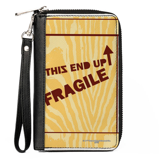PU Zip Around Wallet Rectangle - A Christmas Story FRAGILE Lamp Crate Tan/Brown