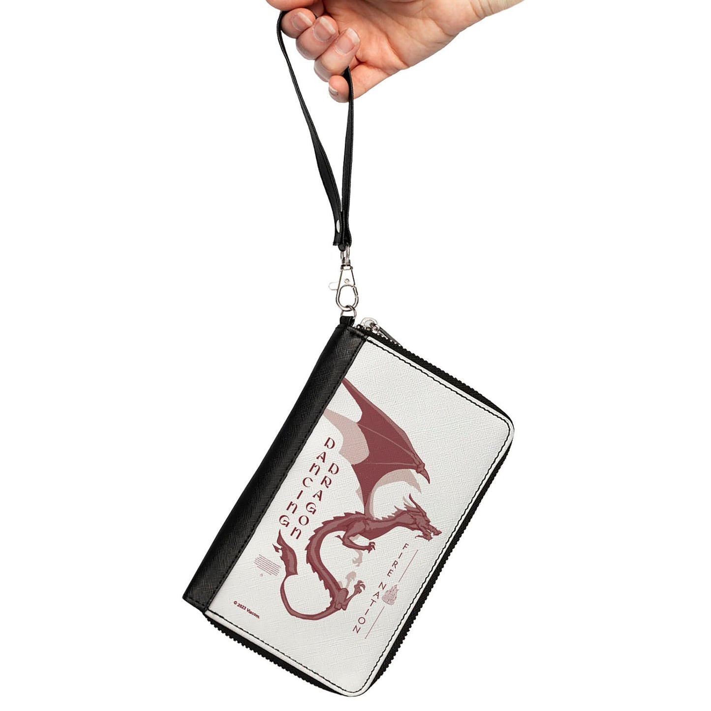 PU Zip Around Wallet Rectangle - Avatar Last Airbender DANCING DRAGON FIRE NATION White/Pinks