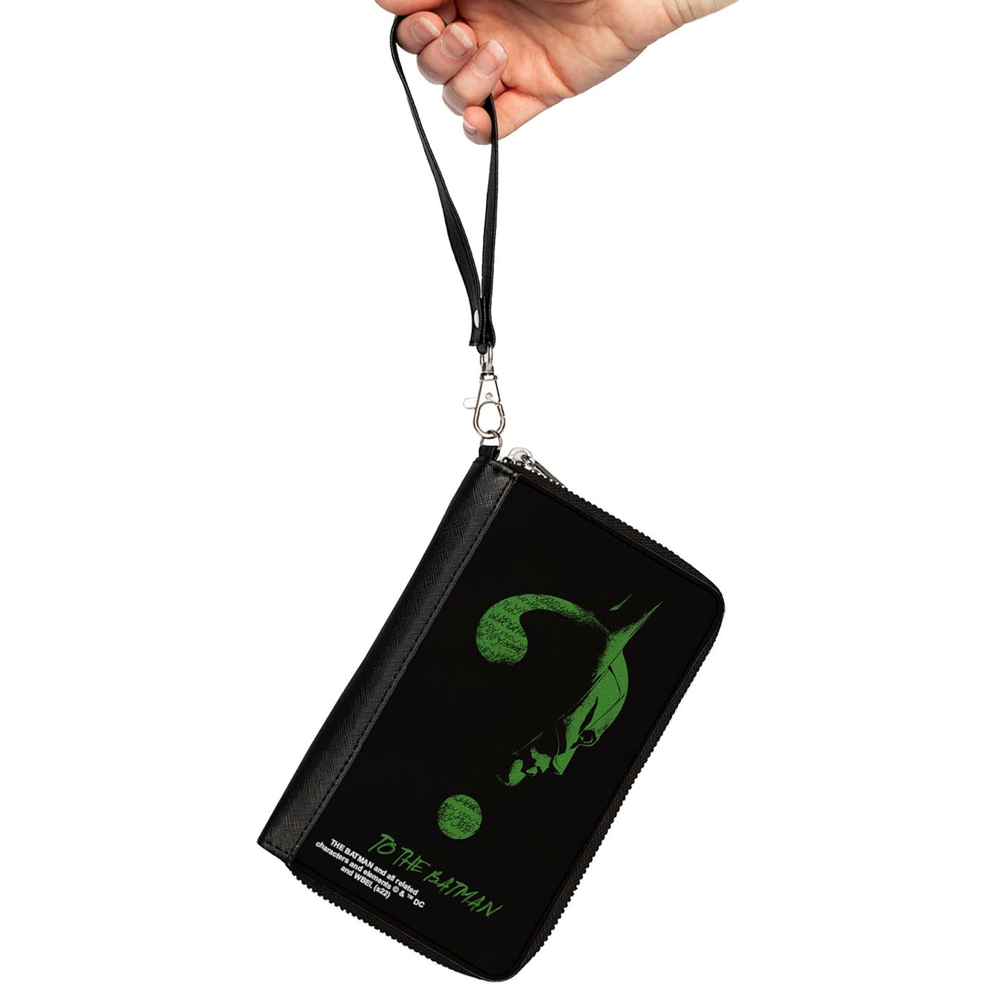 PU Zip Around Wallet Rectangle - The Batman Movie Batman Question Mark Pose Black Green