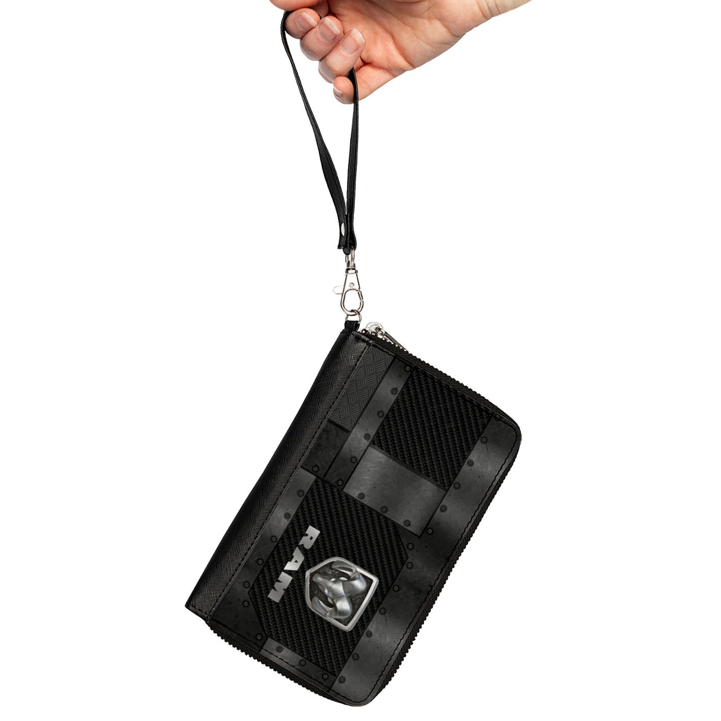 PU Zip Around Wallet Rectangle - RAM Logo Armor Black/Grays