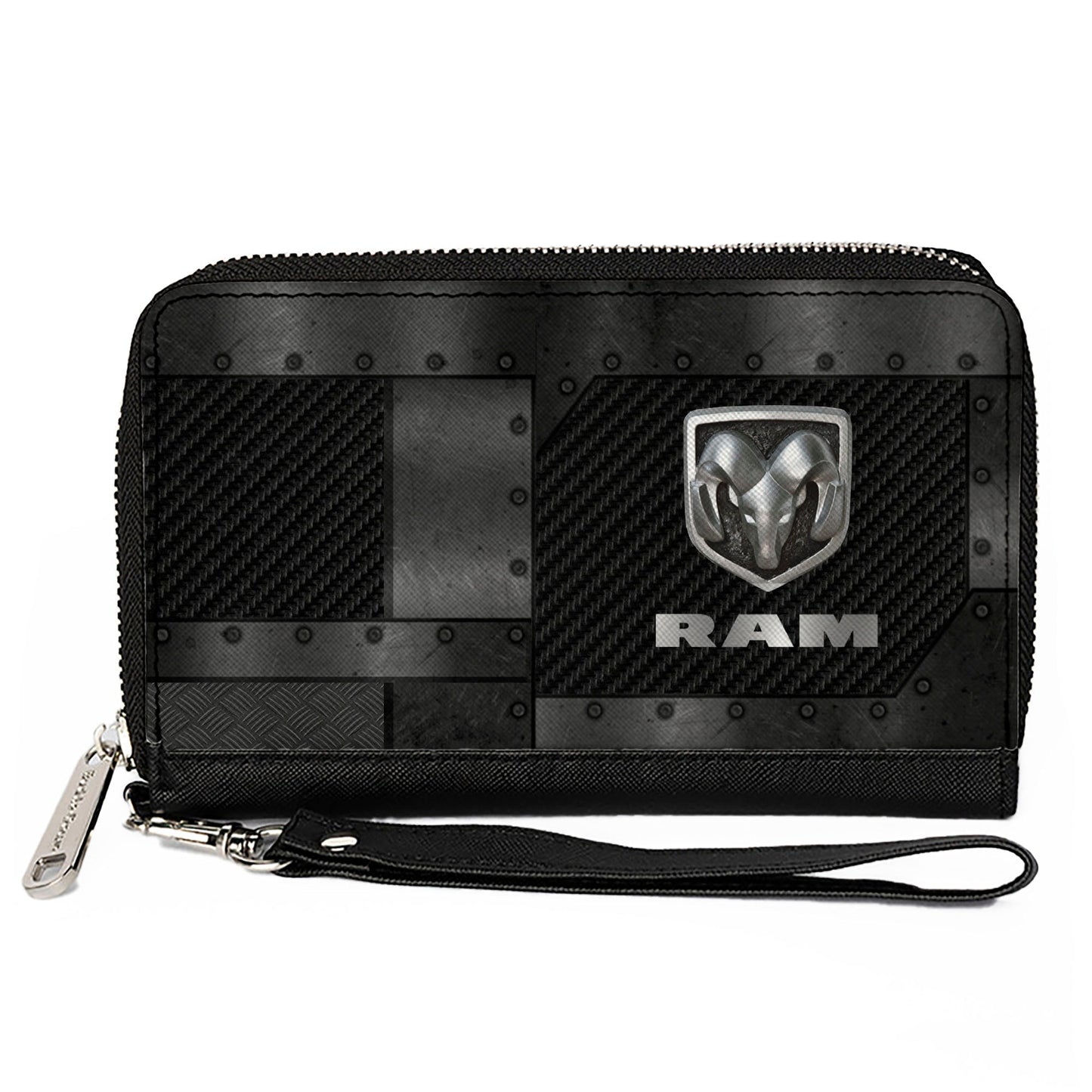 PU Zip Around Wallet Rectangle - RAM Logo Armor Black/Grays